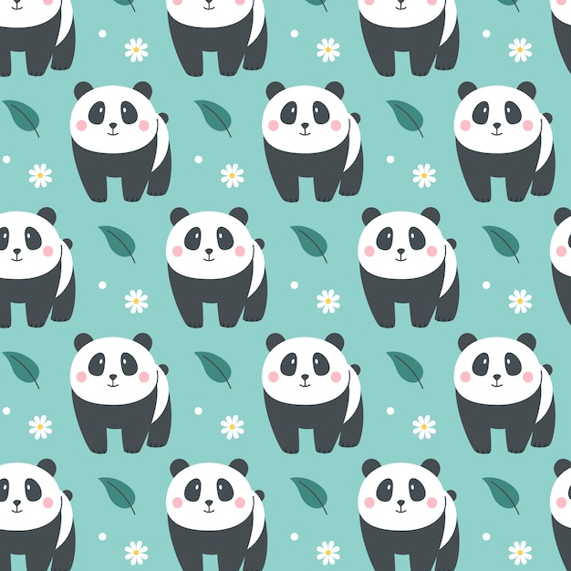 Gratis vector hand getekend panda patroon ontwerp