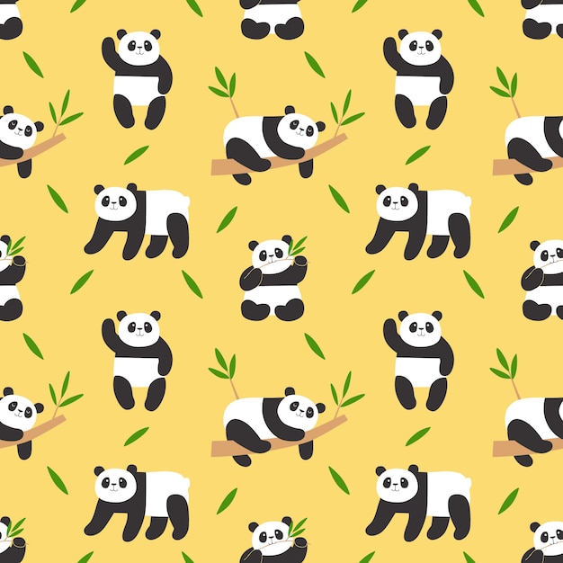 Gratis vector hand getekend panda patroon ontwerp