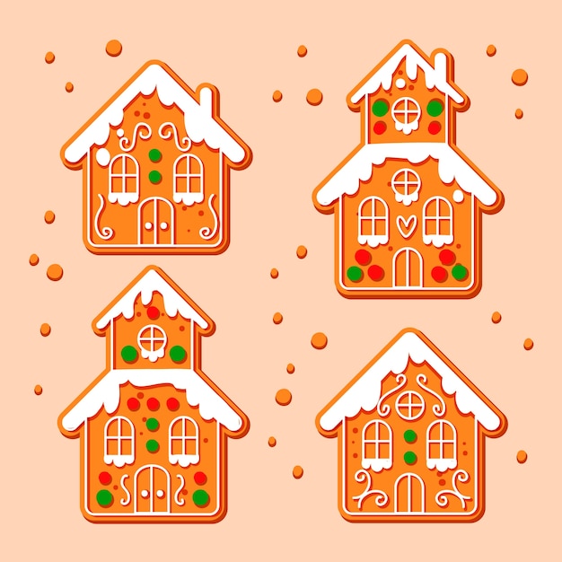 Gratis vector hand getekend peperkoek huis collectie