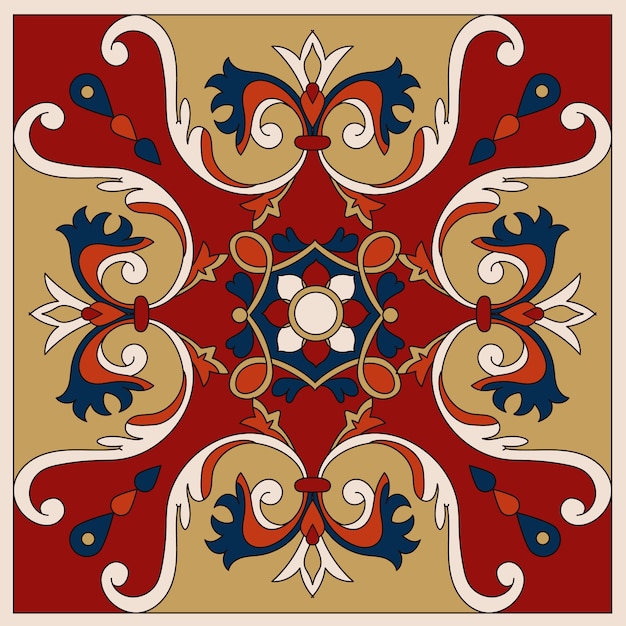 Gratis vector hand getekend perzisch tapijt patroon ontwerp