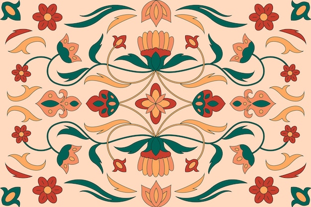 Gratis vector hand getekend perzisch tapijt patroon ontwerp
