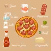 Gratis vector hand getekend pizza recept