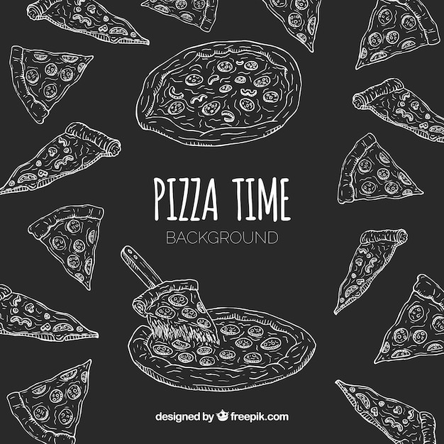 Gratis vector hand getekend pizza restaurant samenstelling