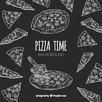 Gratis vector hand getekend pizza restaurant samenstelling