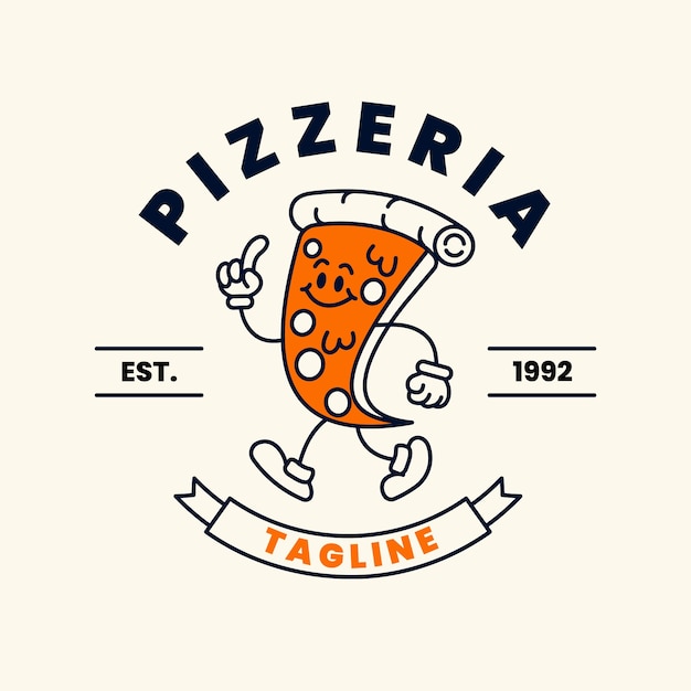 Hand getekend pizzeria vintage logo