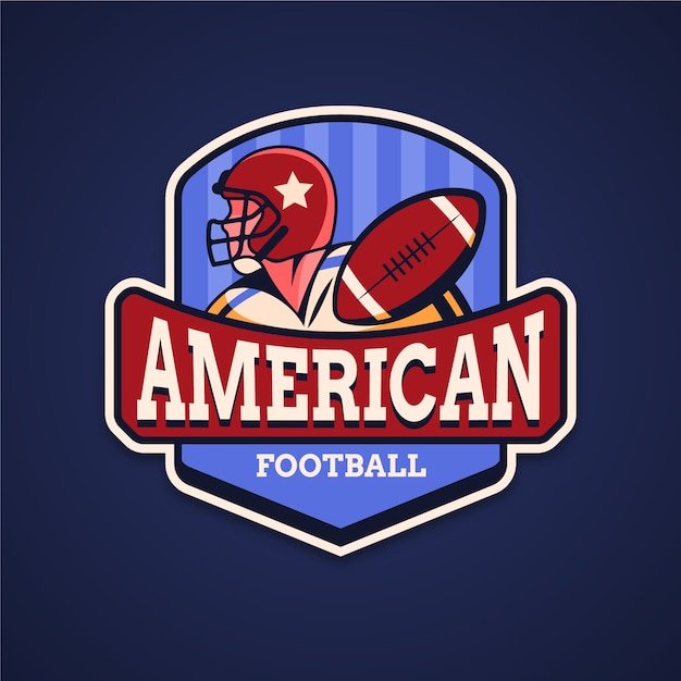 Hand getekend plat ontwerp Amerikaans voetbal logo