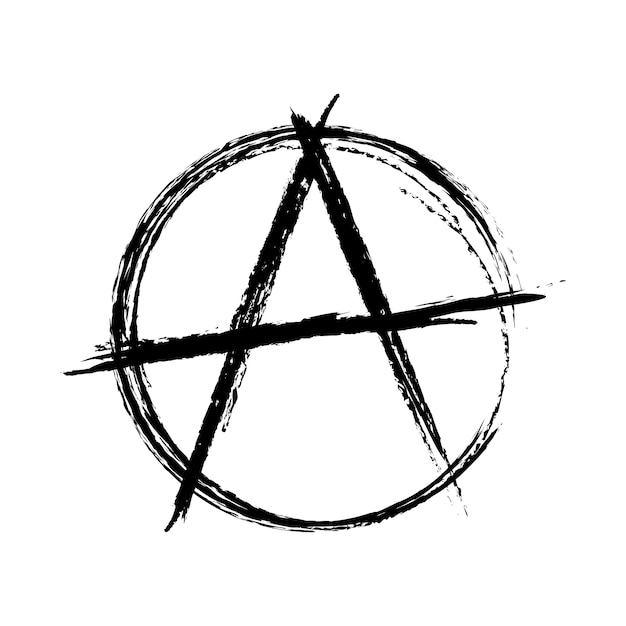 Hand getekend plat ontwerp anarchie symbool