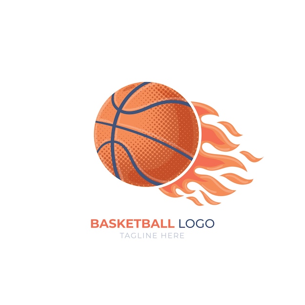 Hand getekend plat ontwerp basketbal logo