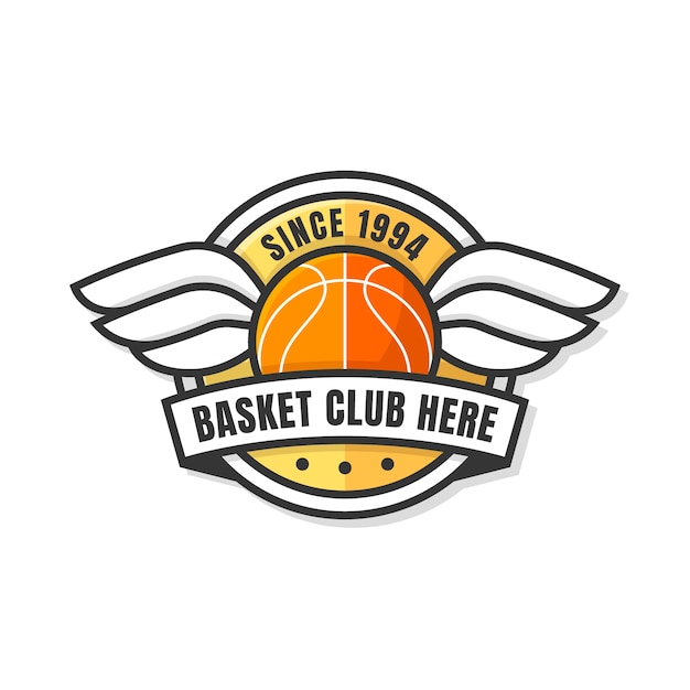 Gratis vector hand getekend plat ontwerp basketbal logo