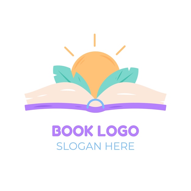 Gratis vector hand getekend plat ontwerp bibliotheek logo