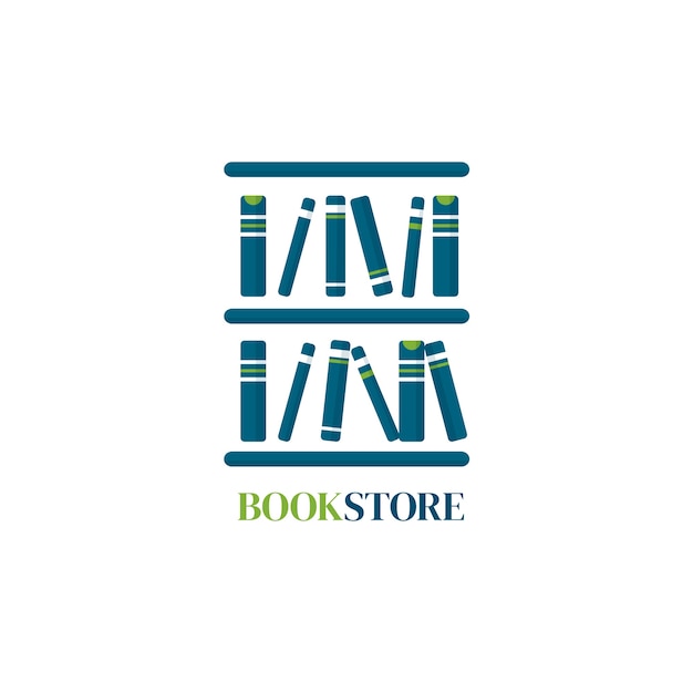 Hand getekend plat ontwerp boekhandel logo