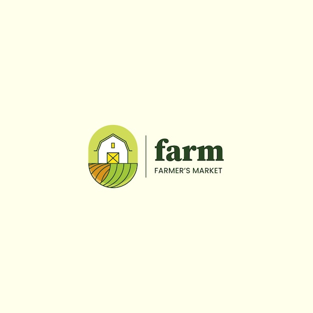 Gratis vector hand getekend plat ontwerp boerenmarkt logo