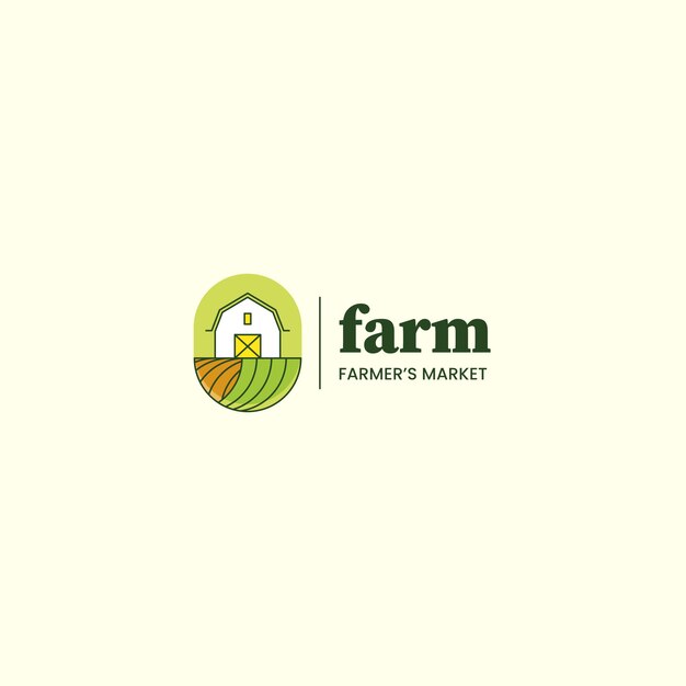 Hand getekend plat ontwerp boerenmarkt logo