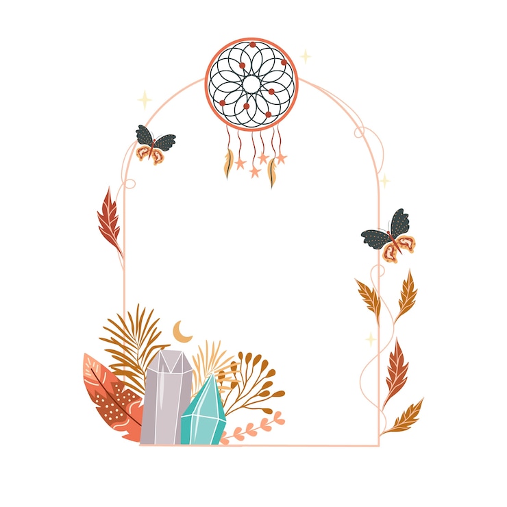 Gratis Vector hand getekend plat ontwerp boho frame