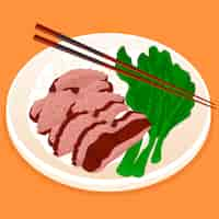 Gratis vector hand getekend plat ontwerp chinees eten illustratie