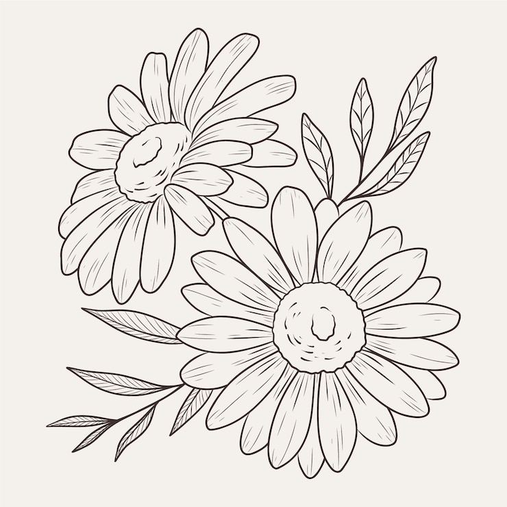 Gratis Vector hand getekend plat ontwerp eenvoudig bloemoverzicht