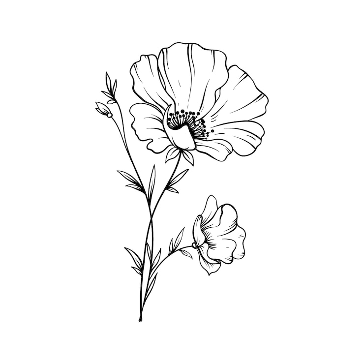 Gratis Vector hand getekend plat ontwerp eenvoudig bloemoverzicht