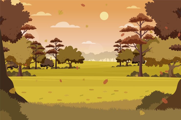 Gratis Vector hand getekend plat ontwerp herfstlandschap