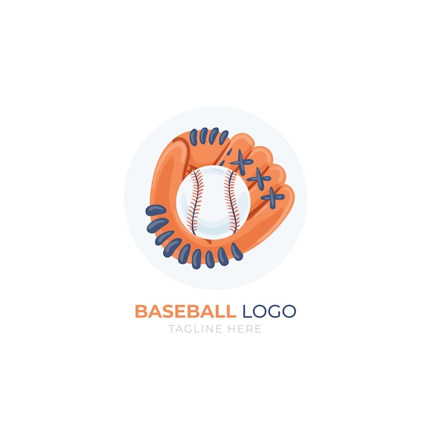 Hand getekend plat ontwerp honkbal logo