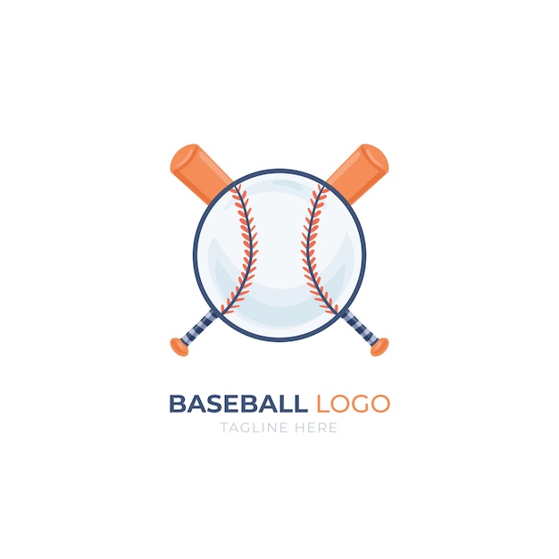 Hand getekend plat ontwerp honkbal logo