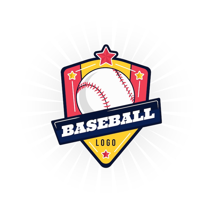 Gratis Vector hand getekend plat ontwerp honkbal logo