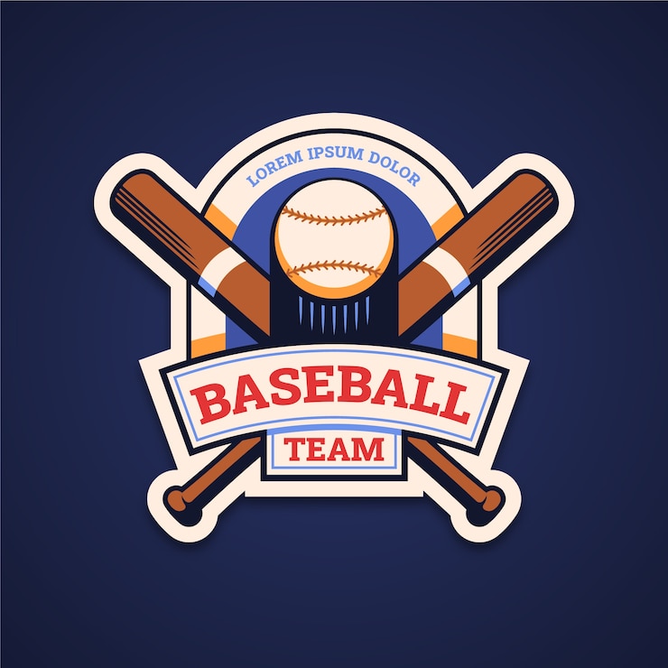 Gratis Vector hand getekend plat ontwerp honkbal logo