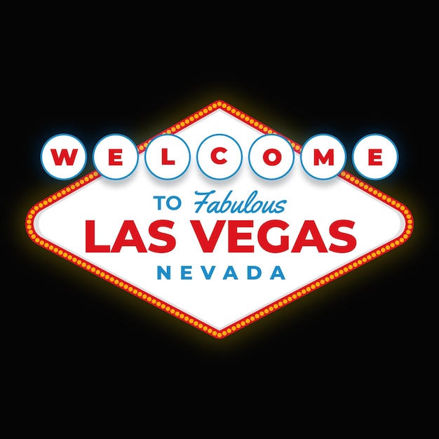 Hand getekend plat ontwerp las vegas teken