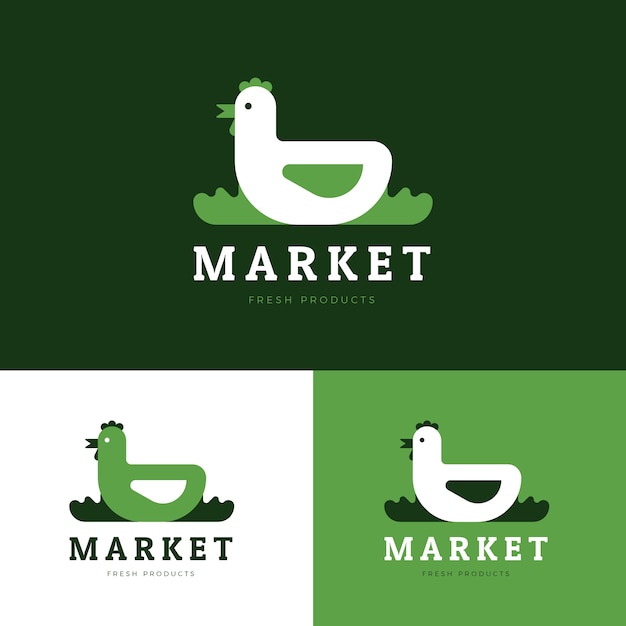 Hand getekend plat ontwerp markt logo