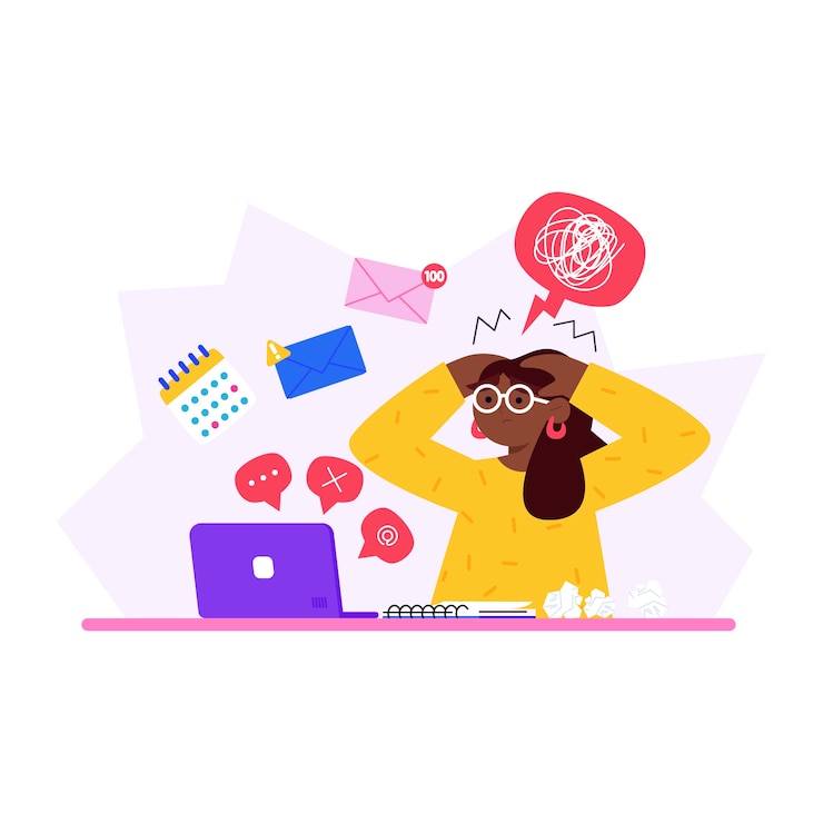 Gratis Vector hand getekend plat ontwerp overweldigd mensen illustratie
