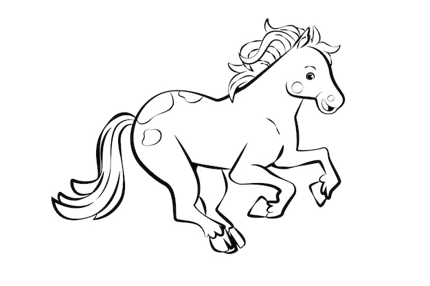 Hand getekend plat ontwerp paard overzicht
