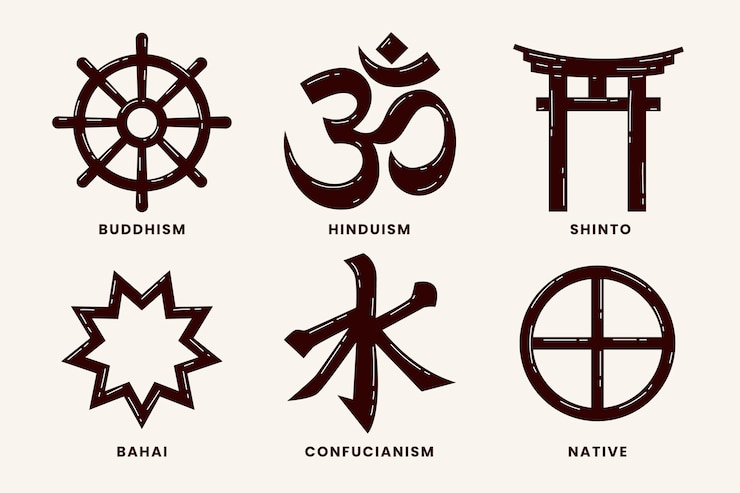 Gratis Vector hand getekend plat ontwerp religieus symbool collectie