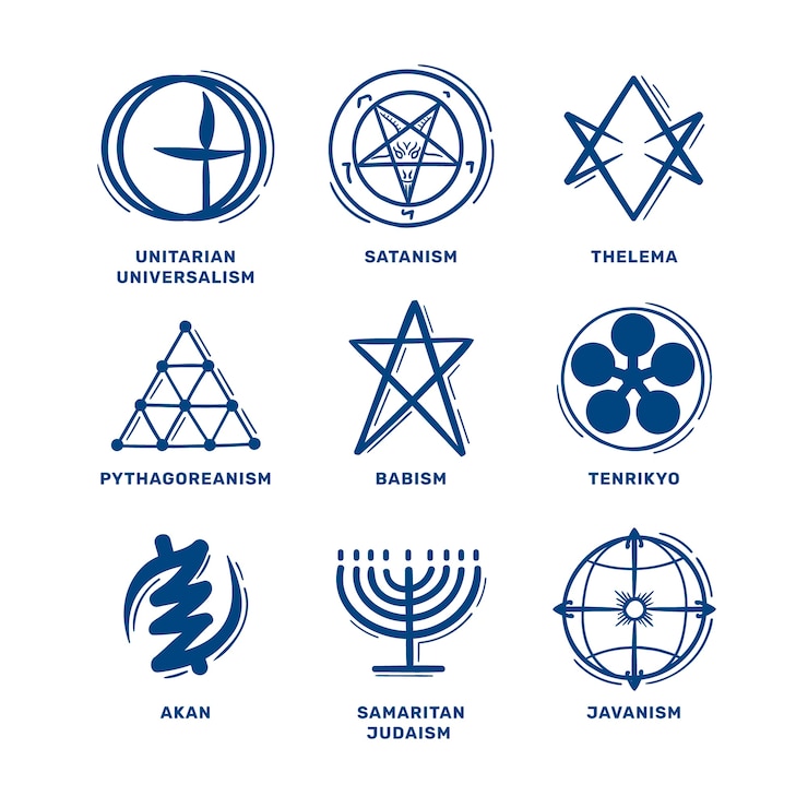 Gratis Vector hand getekend plat ontwerp religieus symbool collectie