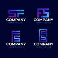 Gratis vector hand getekend plat ontwerp sf of fs logo