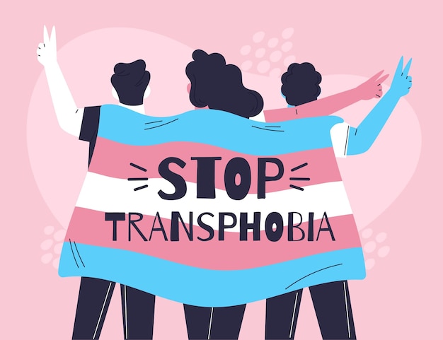 Hand getekend plat ontwerp stop transfobie concept