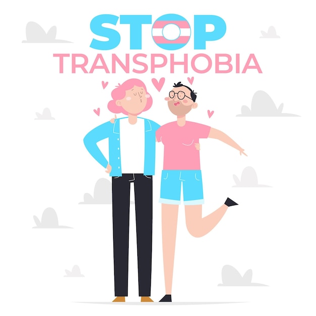 Hand getekend plat ontwerp stop transfobie concept
