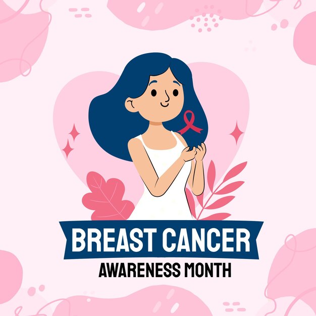 Hand getekend platte internationale dag tegen borstkanker illustratie