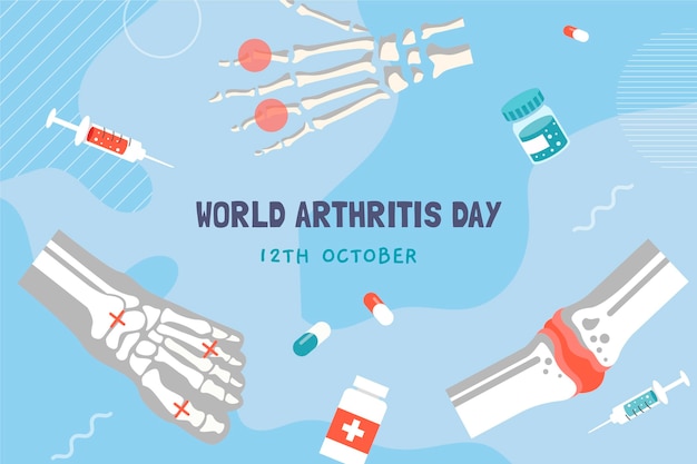 Gratis vector hand getekend platte wereld artritis dag achtergrond