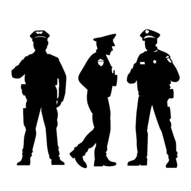 Gratis vector hand getekend politieagent silhouet illustratie