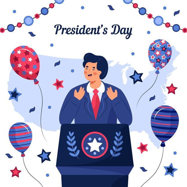 Hand getekend president's day illustratie