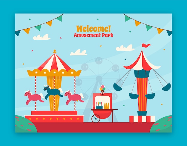 Gratis vector hand getekend pretpark photocall sjabloon