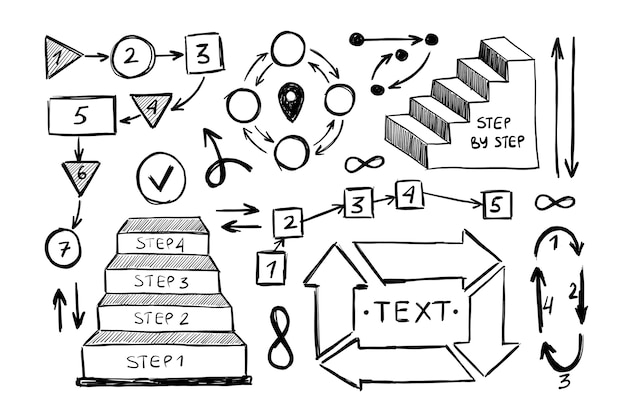 Hand getekend professionele infographic stappen