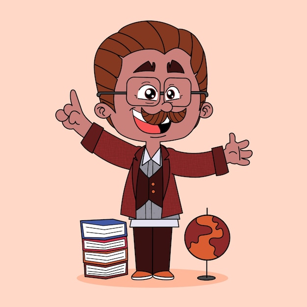 Gratis vector hand getekend professor cartoon afbeelding