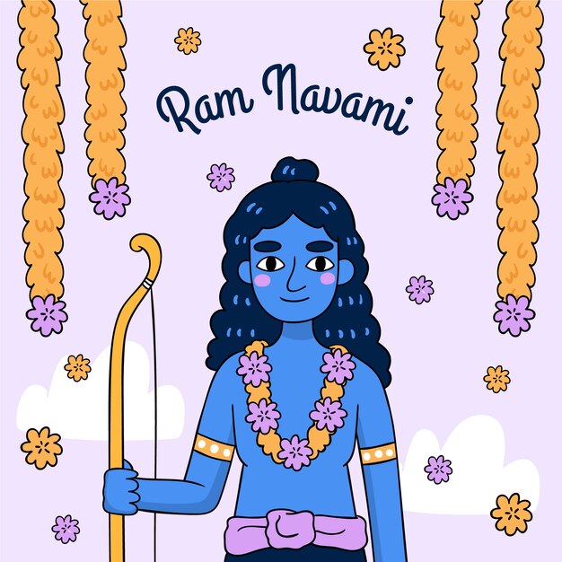 Hand getekend ram navami concept