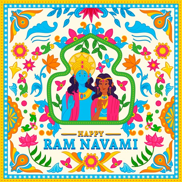 Hand getekend ram navami concept