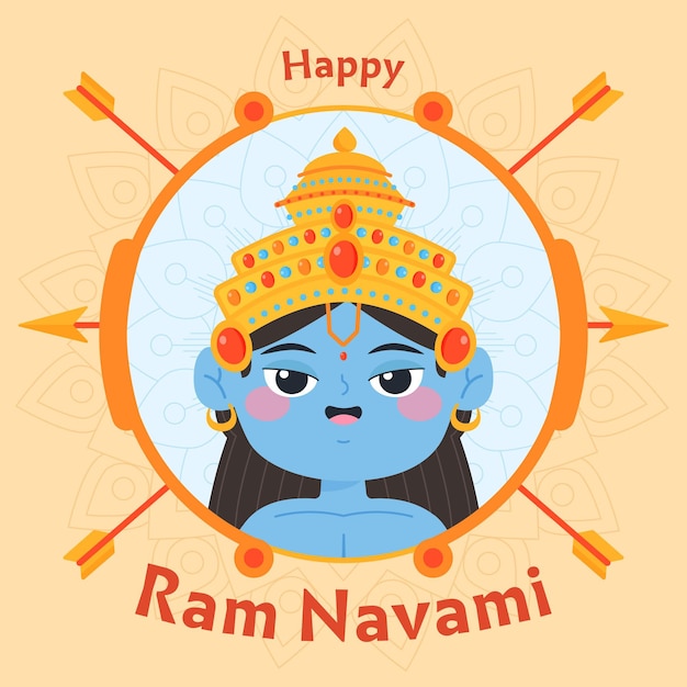 Gratis vector hand getekend ram navami illustratie