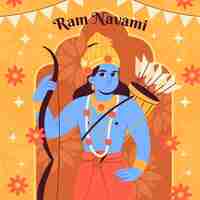 Gratis vector hand getekend ram navami illustratie