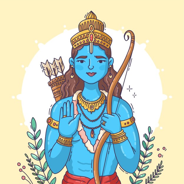 Hand getekend ram navami illustratie