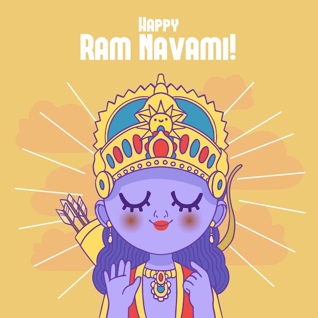 Gratis vector hand getekend ram navami