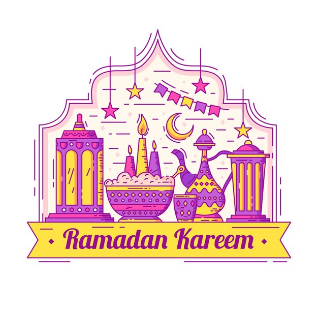 Gratis vector hand getekend ramadan concept