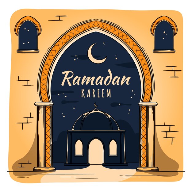 Hand getekend ramadan concept